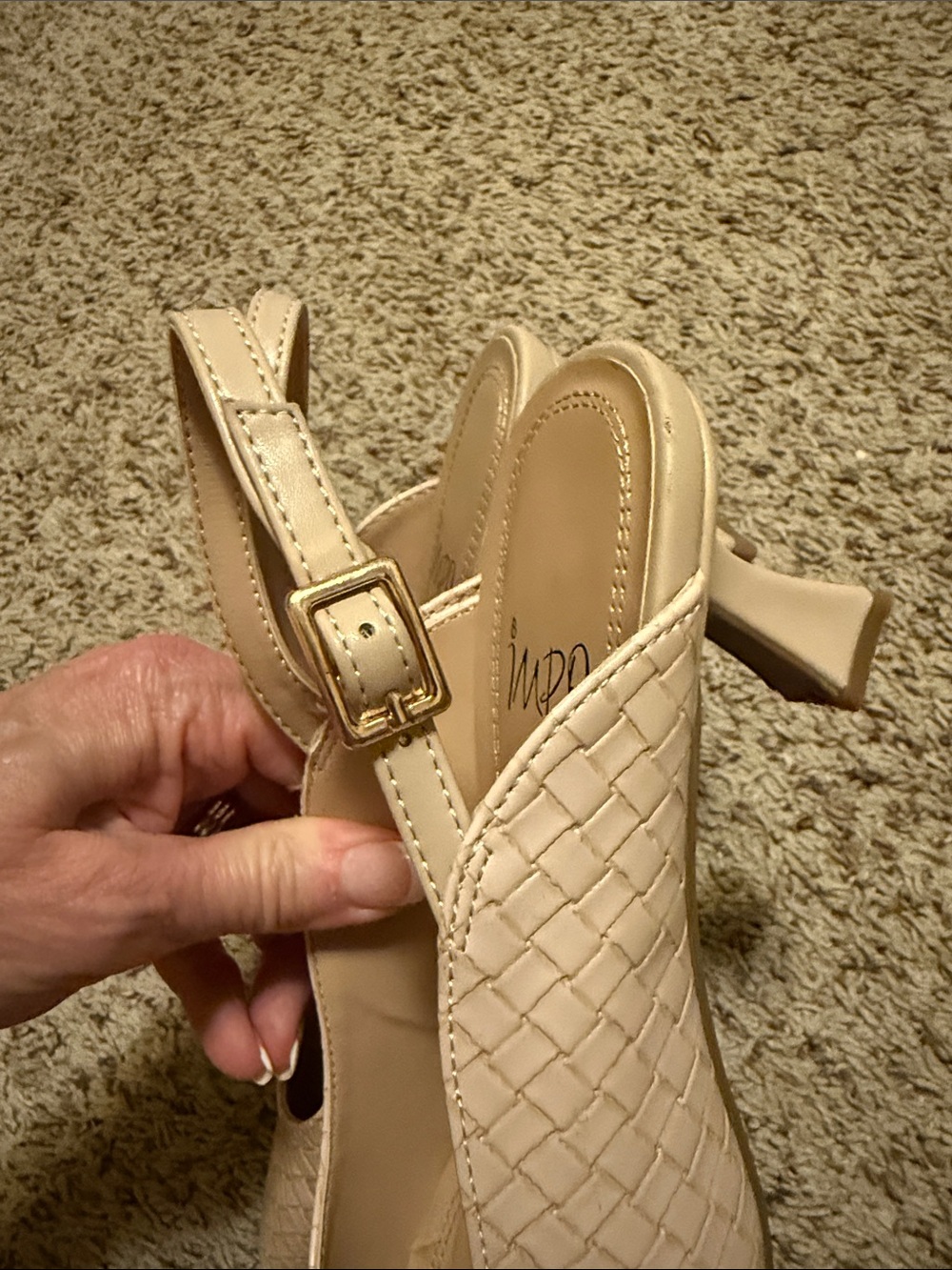 Impo Blush cream Woven Slingback Kitten Heel sz 8M - Picture 6 of 7